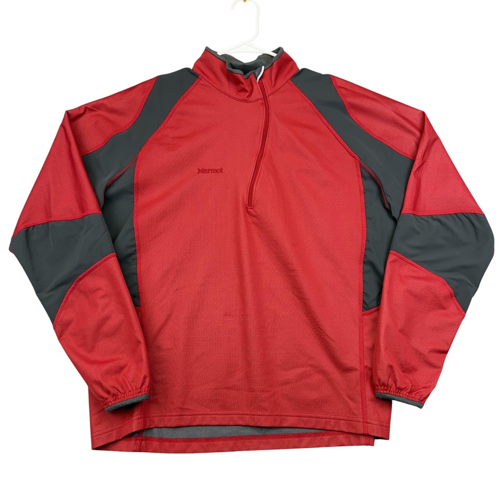 Marmot Pullover‎ Mens Large Red Windstopper Polartec Quarter Zip Fleece Hiking